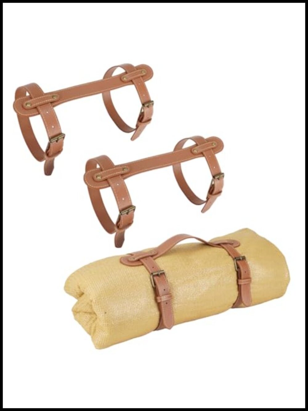 PU Leather Picnic Blanket Straps Adjustable Carry Strap for Yoga Mat Camping